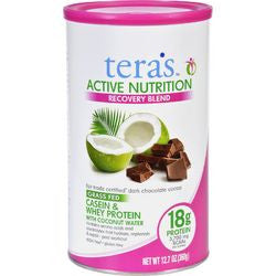 Teras Whey Protein Powder  Casein and Whey  Active Nutrition  Recovery Blend  Fair Trade Certified Dark Chocolate  12.5 oz