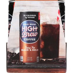 High Brew Coffee Coffee  Ready to Drink  Black and Bold  Dairy Free  4/8 oz  case of 6