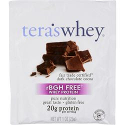 Teras Whey Protein Powder  Whey  Fair Trade Certified Dark Chocolate Cocoa  1 oz  Case of 12