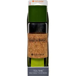 Full Circle Home Tea Bottle  Travel  Glass  Tea Time  Sencha Green  19 oz