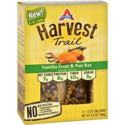 Atkins Harvest Trail Bar  Vanilla Fruit and Nut  1.3 oz  5 Count